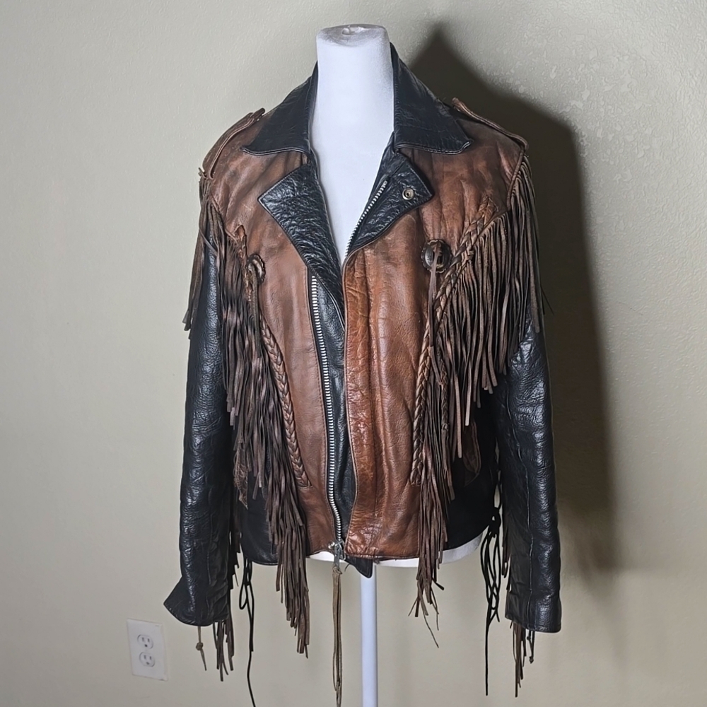 Antique Leather Fringe Riders Jacket